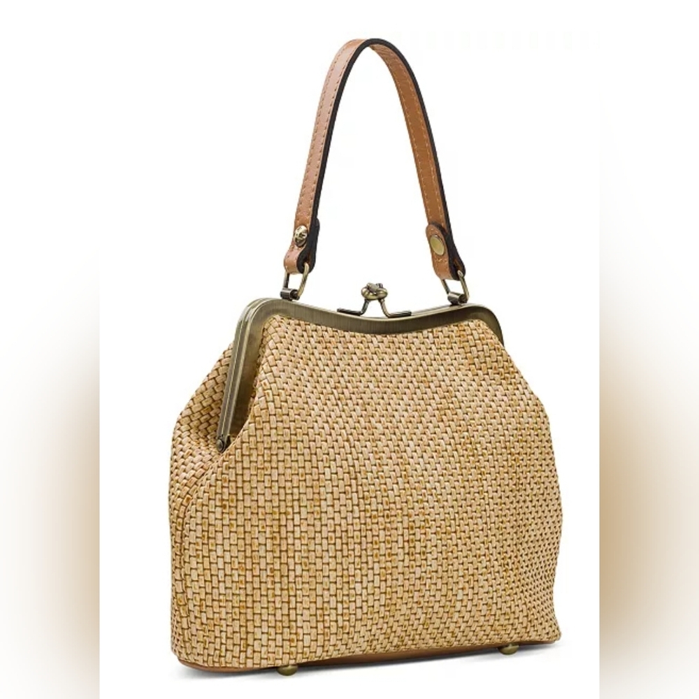 Patricia Nash Beige Woven Mini Bag with Multicolor Scarf Accent - Picture 2 of 8